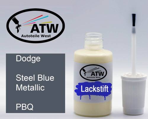 Dodge, Steel Blue Metallic, PBQ: 20ml Lackstift, von ATW Autoteile West.